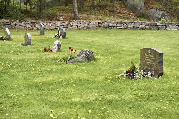 Cruzes históricas e lápides em um pequeno cemitério — Fotografia de Stock