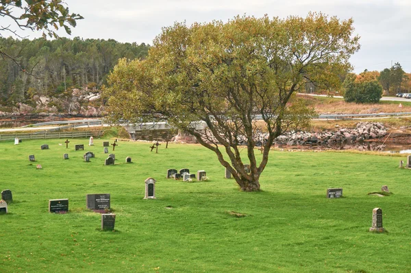 Norwegian autumn in the cemetery — Stock Photo, Image