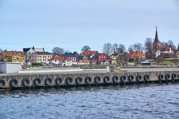 Larvik rybak portu na wiosnę, Norwegia — Zdjęcie stockowe