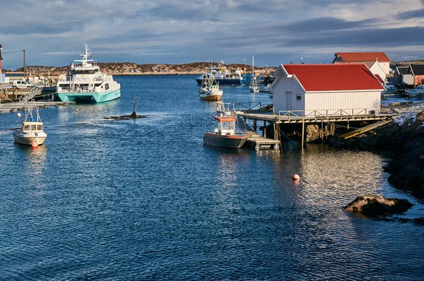 Fischerei und Fähre in der Bucht — Stockfoto