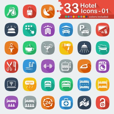 33 beyaz düz otel simgeler 01