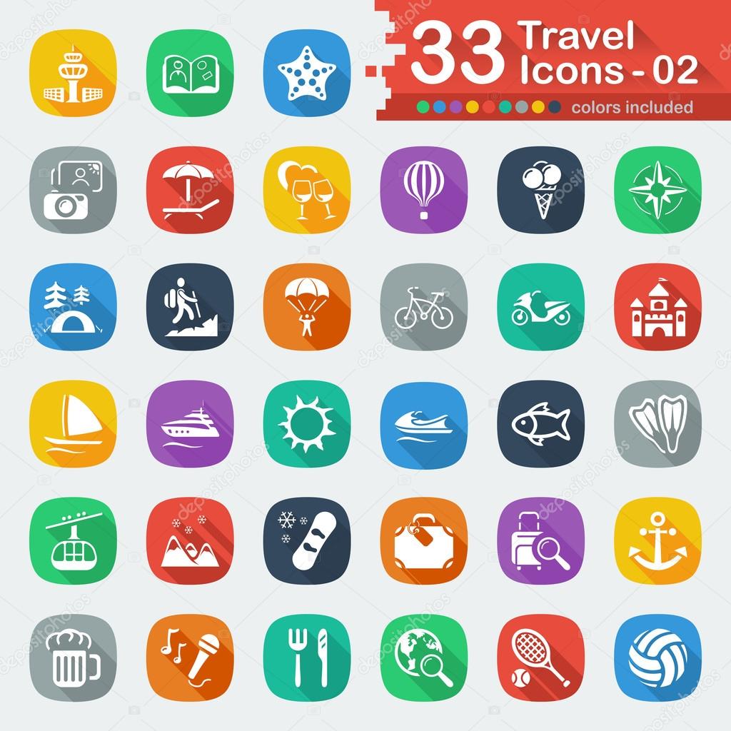 33 white flat travel icons 02