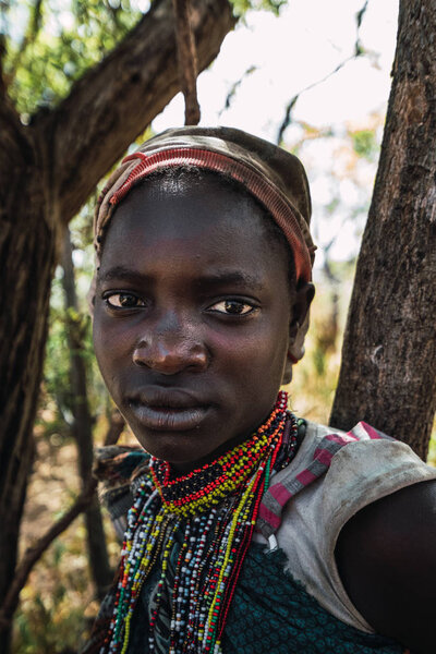 Eyasi lake, Tanzania, november, 23, 2019: African woman with jewellery and ornaments Stock Photo