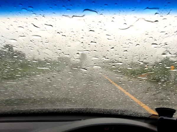 Typhoon in thailand ,weather, Driving under the rain weather — Stock Photo, Image