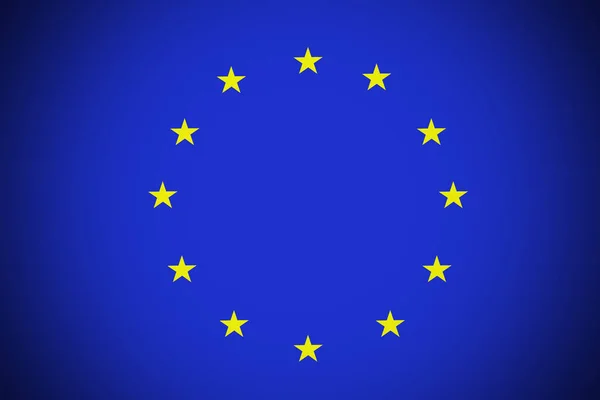 Európai uniós zászlót, 3D-s Európai Unió nemzeti zászló illusztráció-szimbólum — Stock Fotó