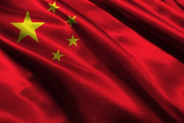 Çin Ulusal bayrak 3d çizim simgesi. 