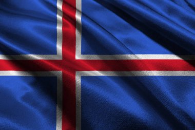 İzlanda bayrağı ulusal bayrak 3d çizim simgesi.