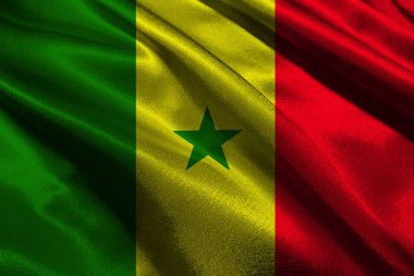 Senegal Milli bayrak 3d çizim sembolü. Senegal bayrak