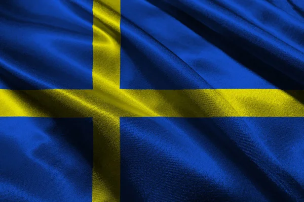 Bandeira nacional da Suécia símbolo de ilustração 3D. Bandeira Suécia — Fotografia de Stock
