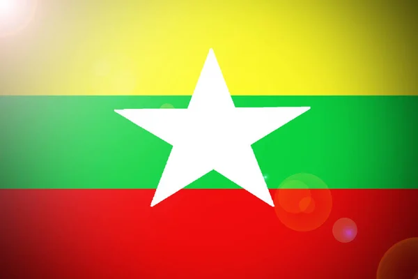 Myanmar flag, 3d myanmar nationalflagge 3d illustration symbol, burma — Stockfoto