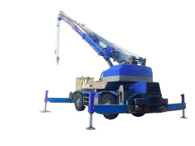 Araba beyaz zemin üzerine vinç