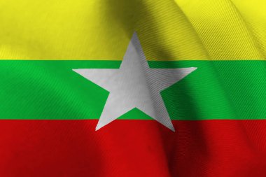 Myanmar ulusal bayrak 3d çizim sembolü, Burma