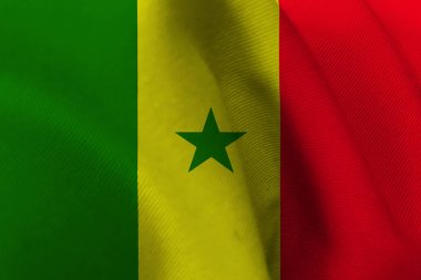 Senegal Milli bayrak 3d çizim sembolü. Senegal bayrak