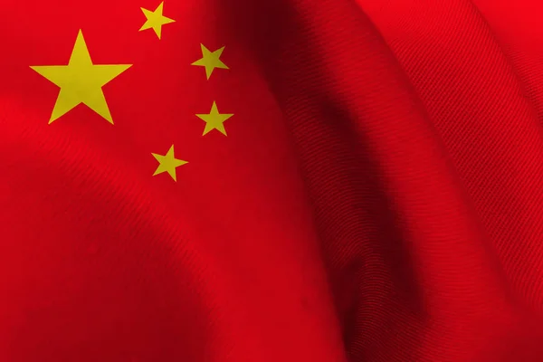 Kínai zászló, 3D-s Kína nemzeti lobogó 3D-s illusztráció szimbólum. — Stock Fotó