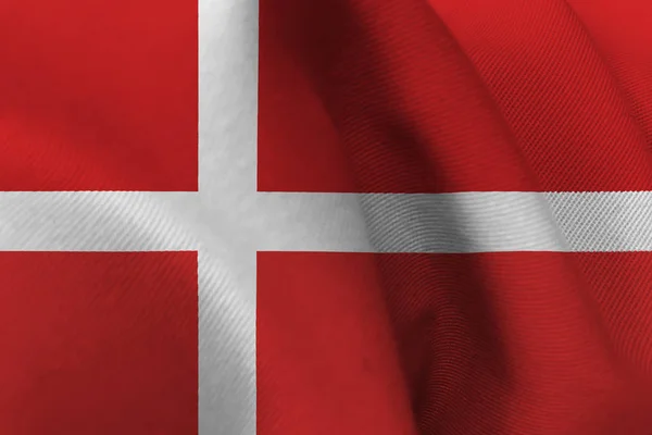 Drapeau du Danemark, drapeau national du Danemark Illustration 3D symbole . — Photo