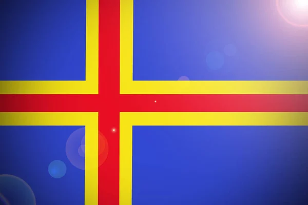 Simbol ilustrasi 3D bendera nasional Aland . — Stok Foto