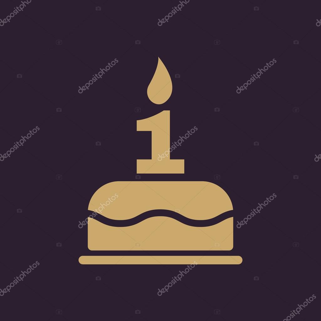 Le Gateau D Anniversaire Avec Des Bougies Sous La Forme De L Icone Numero 1 Symbole D Anniversaire Plat Image Vectorielle Par Vladvm C Illustration