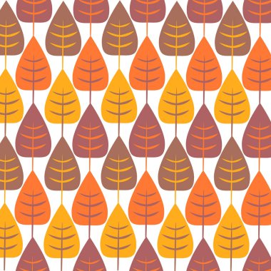 Sorunsuz stilize yaprak desen vektör arka plan illüstrasyon