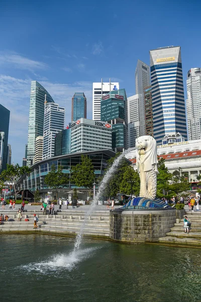 Merlion Park a panorama Singapuru — Stock fotografie