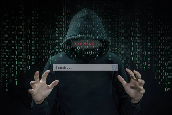 Hacker menggunakan adware untuk mengontrol mesin pencari — Stok Foto