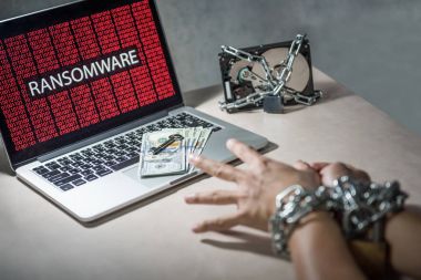 ransomware cyber attack on laptop computer clipart