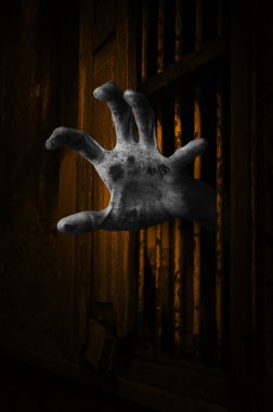 Eski pencere eski evden dışarı düşüyor zombi el