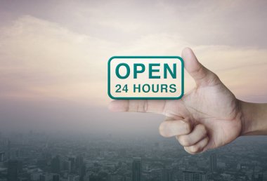 24 Saat Açık şehir Kulesi üzerinde parmak simgesine