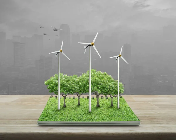 Ветрогенераторы, экологическая концепция — стоковое фото