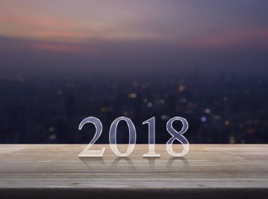 Mutlu yeni yıl 2018 metin ahşap tablo