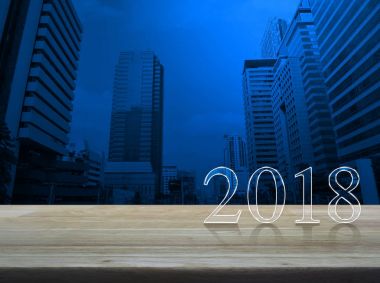 Mutlu yeni yıl 2018 metin ahşap tablo