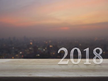 Mutlu yeni yıl 2018 metin ahşap tablo