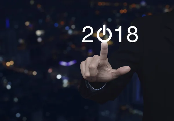 Zakenman op 2018 start business pictogram te drukken — Stockfoto