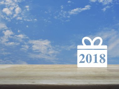 Hediye kutusu mutlu yeni yıl 2018 simgesi