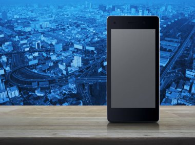 Modern akıllı telefon ile boş gri perde