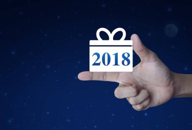 Hediye kutusu mutlu yeni yıl 2018 simgesi