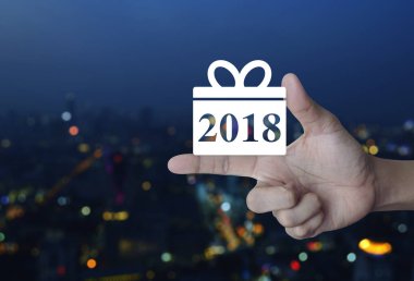 Hediye kutusu mutlu yeni yıl 2018 simgesi