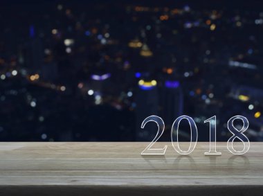 Mutlu yeni yıl 2018 metin ahşap tablo