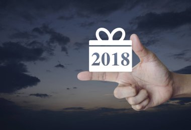 Hediye kutusu mutlu yeni yıl 2018 simgesi