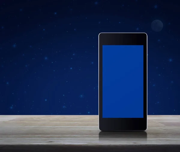 Teléfono inteligente moderno con pantalla azul en blanco — Foto de Stock