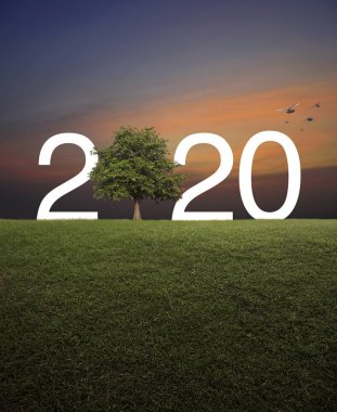 Mutlu yıllar 2020 ekolojik kapak konsepti