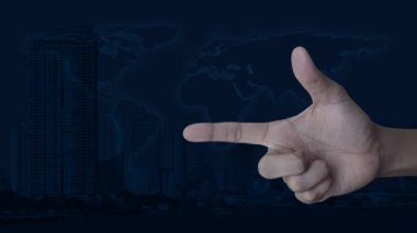 Modern ofis kulesi, gökdelen ve dünya haritası, iş taşımacılığı hizmeti konsepti, Nasa tarafından desteklenen bu görüntünün elementleri.