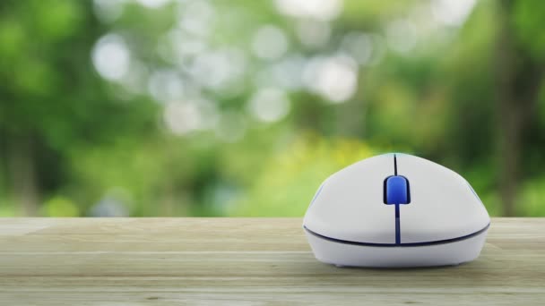 Baixar Ícone Plano Com Mouse Computador Sem Fio Mesa Madeira — Vídeo de Stock