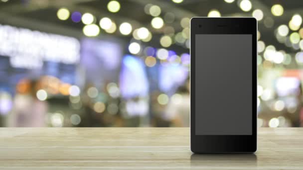 Download Düz Ahşap Masa Üzerinde Modern Akıllı Cep Telefonu Ekran — Stok video