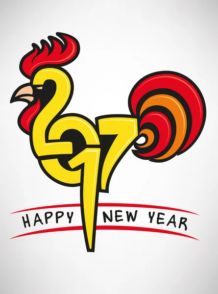 2017 nuovo anno di progettazione del gallo — Vettoriale Stock