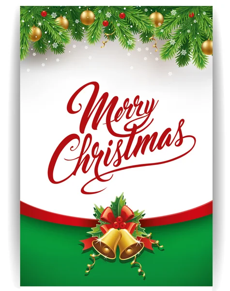 Merry christmas background with calligraphy text and decorations — Stock Vector