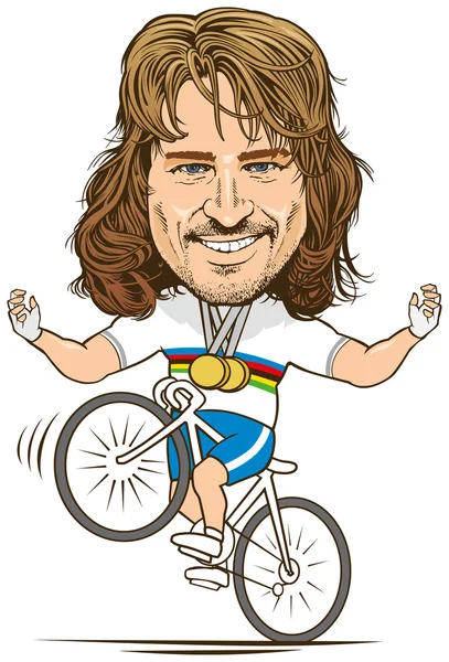Sagan Eslovaquia ciclista doble campeón del mundo, dibujado a mano caricatura — Vector de stock