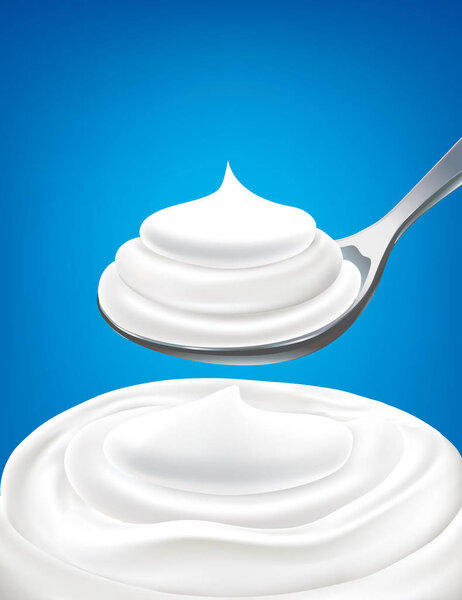  milk yogurt cream on spoon