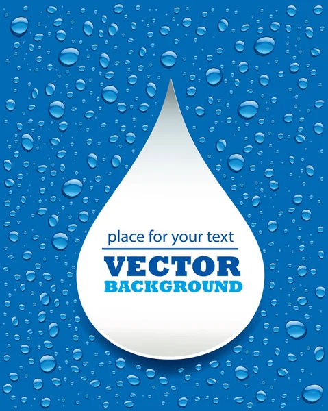 Fresh water drops on blue background with place for text — Stock Vector