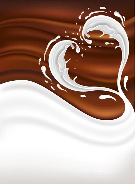 Шоколадный фон с молочным сердцем — стоковый вектор