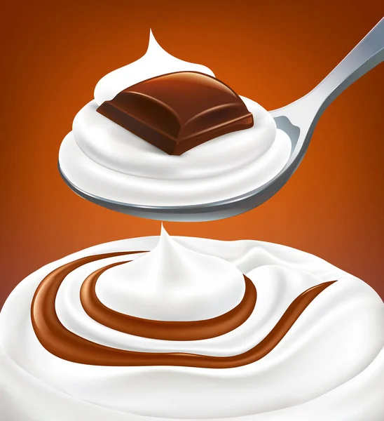 Yogurt alla panna al latte con cioccolato dolce — Vettoriale Stock